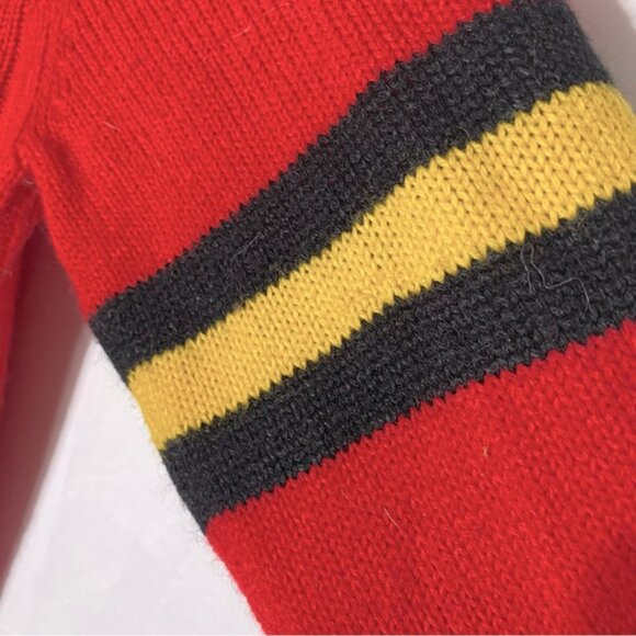 Vintage NHL Red Yellow Black Mock Neck Knit Calgary Flames Pullover Sweater M - Picture 7 of 16